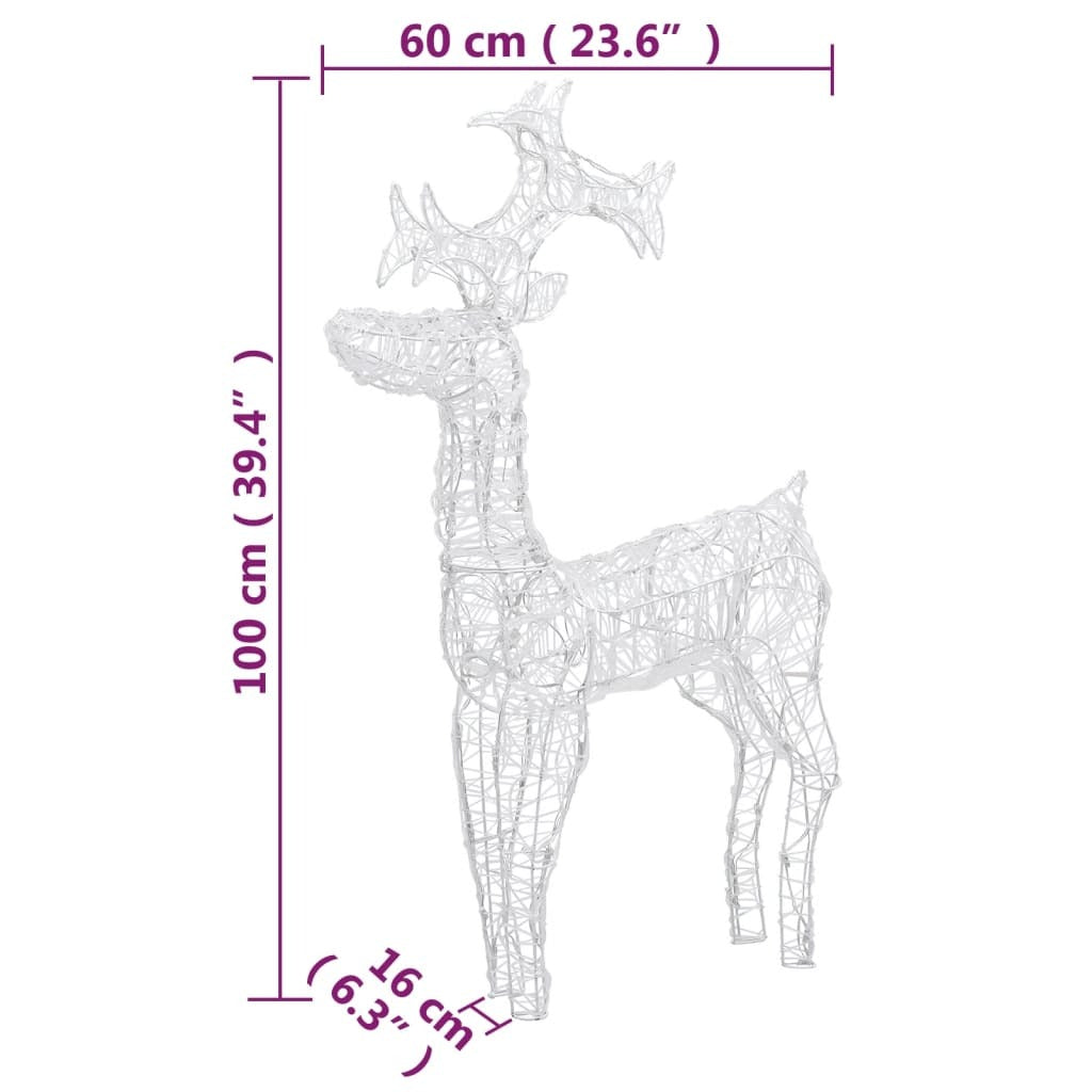 vidaXL Reindeer Christmas Decorations 2 pcs 60x16x100 cm Acrylic