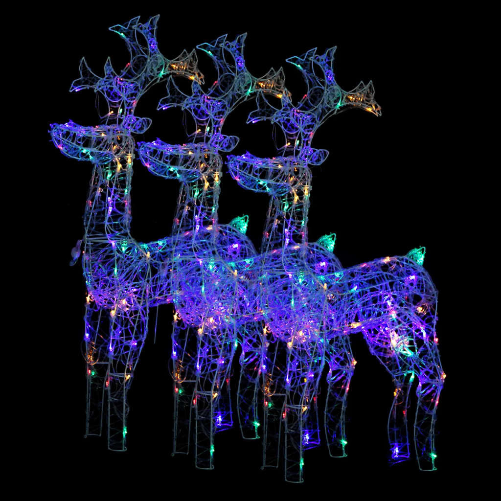 vidaXL Reindeer Christmas Decorations 3 pcs 60x16x100 cm Acrylic