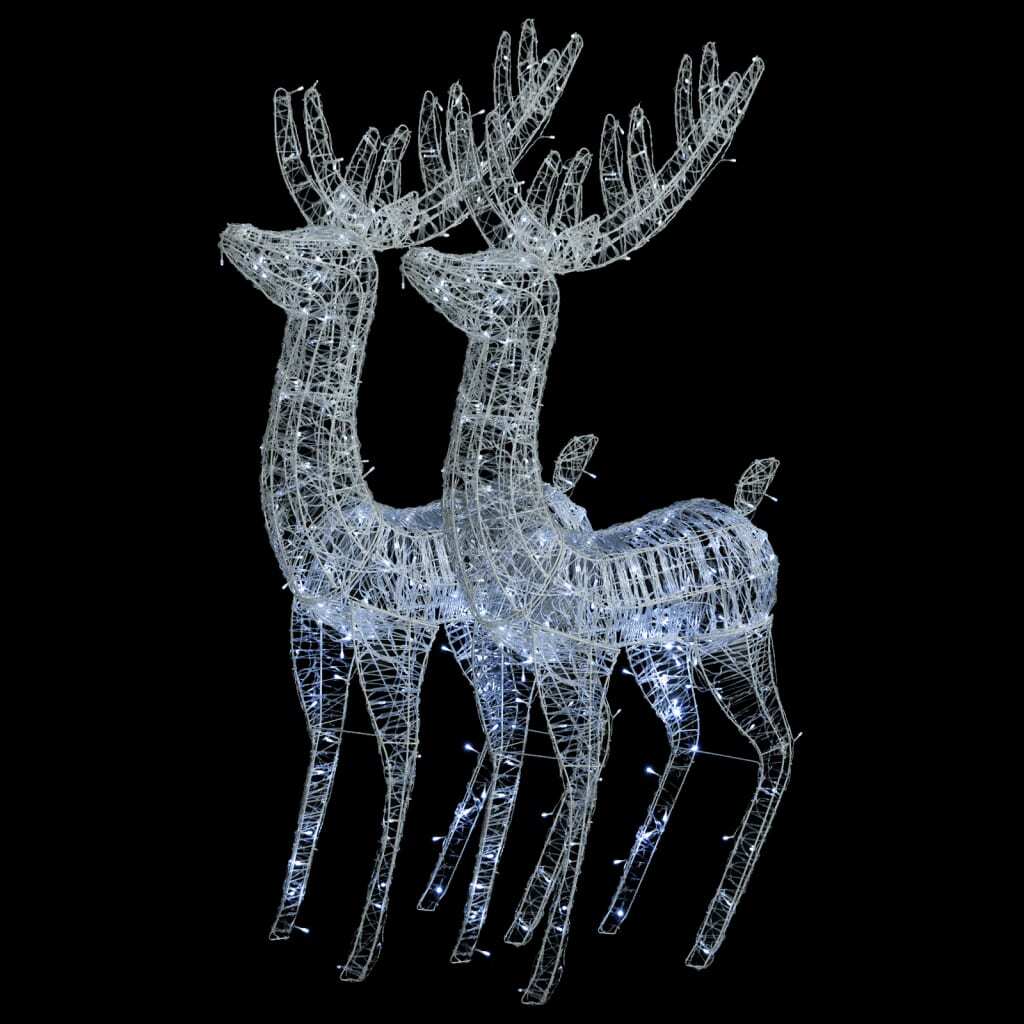 vidaXL XXL Acrylic Christmas Reindeers 250 LED 2 pcs 180 cm Cold white