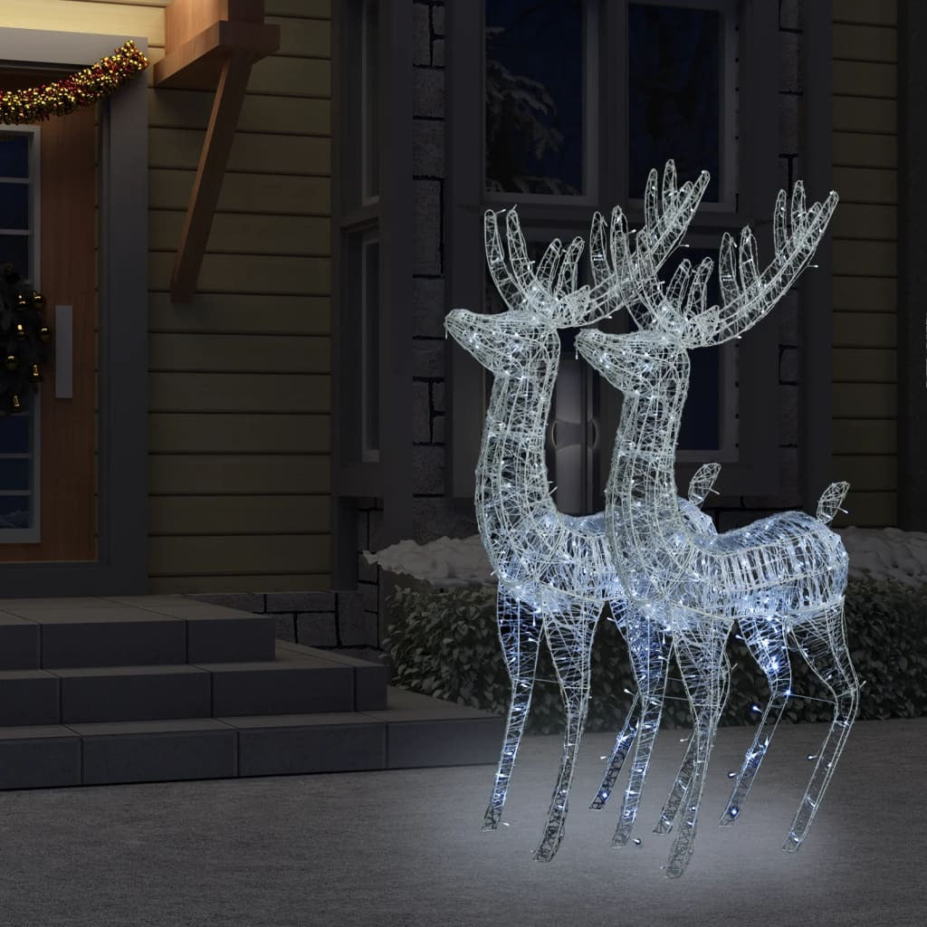 vidaXL XXL Acrylic Christmas Reindeers 250 LED 2 pcs 180 cm Cold white