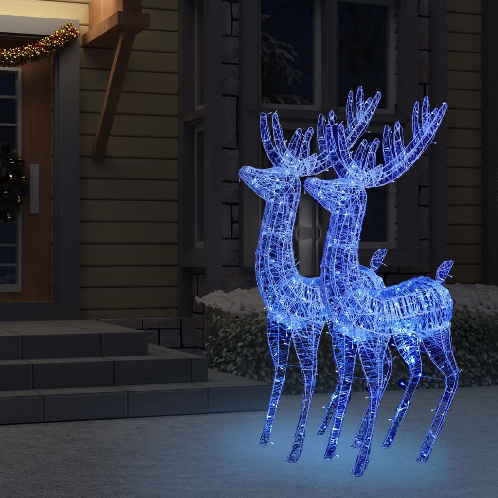 vidaXL XXL Acrylic Christmas Reindeers 250 LED 2 pcs 180 cm Blue