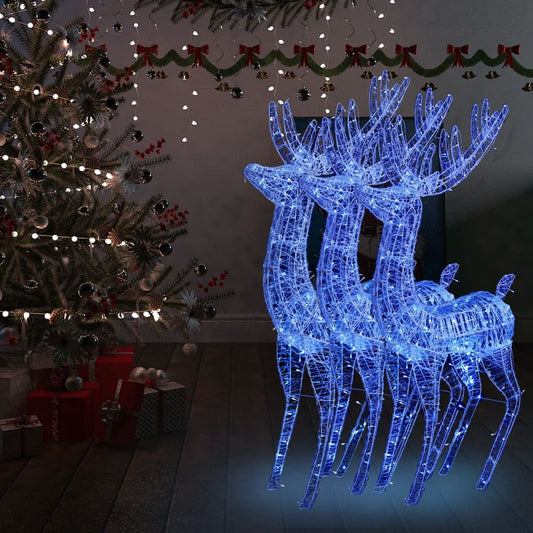 vidaXL XXL Acrylic Christmas Reindeers 250 LED 3 pcs 180 cm Blue