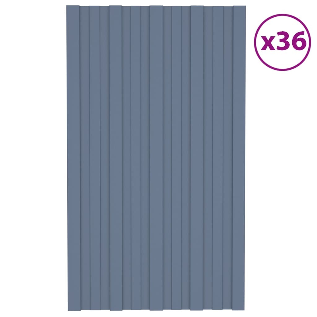 vidaXL Roof Panels 36 pcs Galvanised Steel Grey 80x45 cm