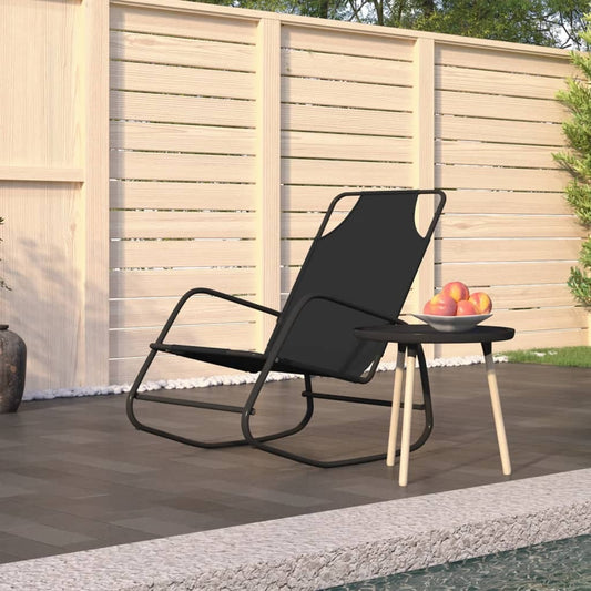 vidaXL Rocking Sun Lounger Black Steel and Textilene