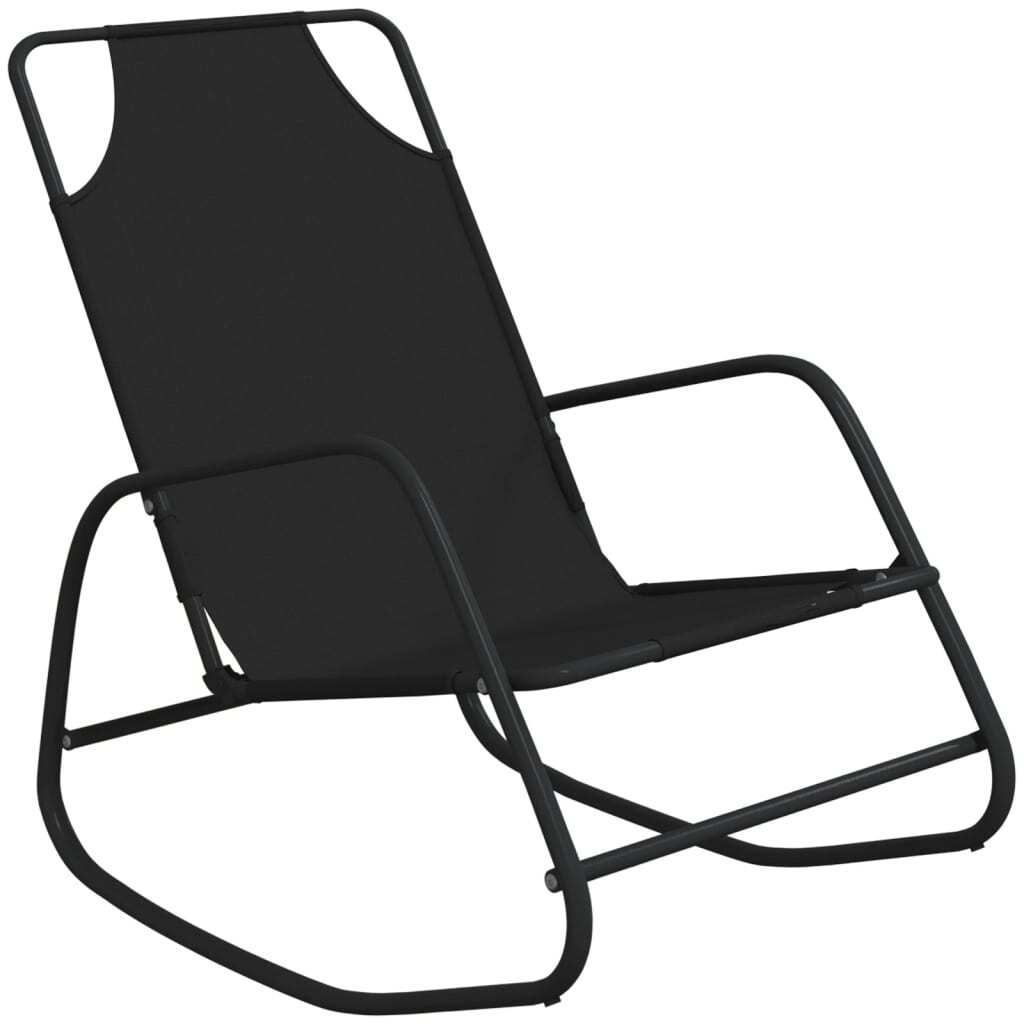 vidaXL Rocking Sun Lounger Black Steel and Textilene