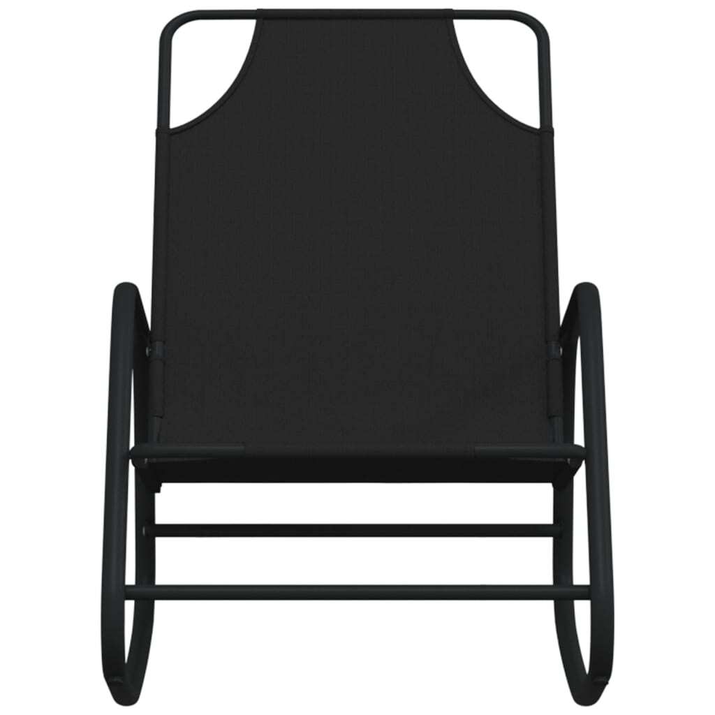 vidaXL Rocking Sun Lounger Black Steel and Textilene