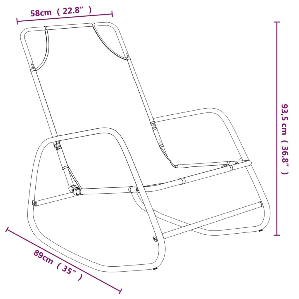 vidaXL Rocking Sun Lounger Black Steel and Textilene