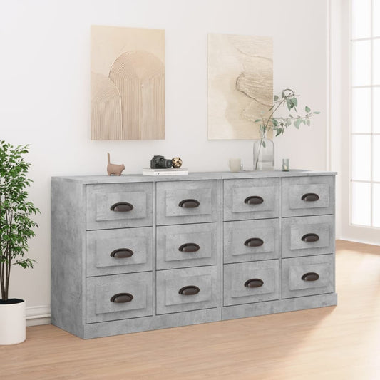 vidaXL Sideboards 2 pcs Concrete Grey Engineered Wood