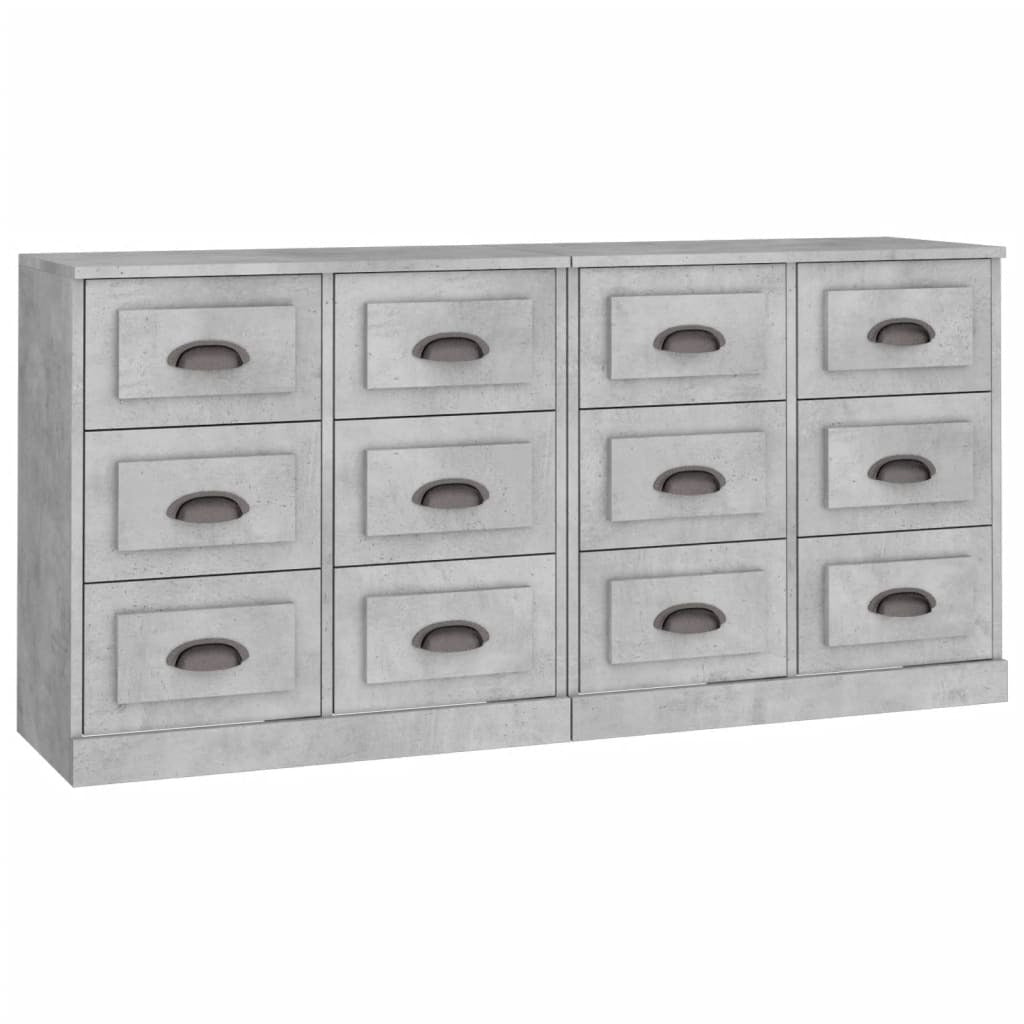 vidaXL Sideboards 2 pcs Concrete Grey Engineered Wood