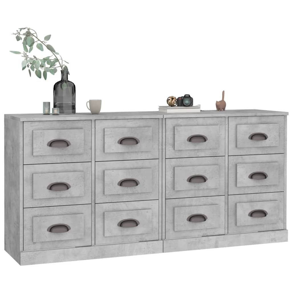 vidaXL Sideboards 2 pcs Concrete Grey Engineered Wood