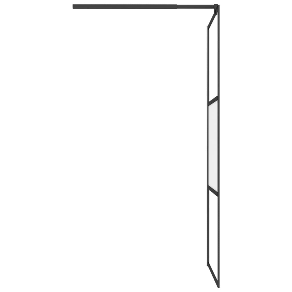 vidaXL Walk-in Shower Wall with Shelf Black 100x195 cm ESG Glass&Aluminium