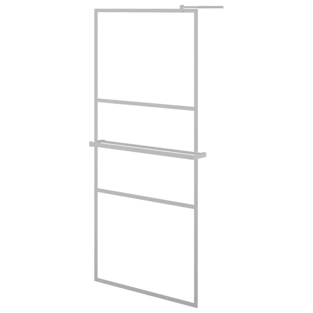 vidaXL Walk-in Shower Wall with Shelf Chrome 80x195 cm ESG Glass&Aluminium