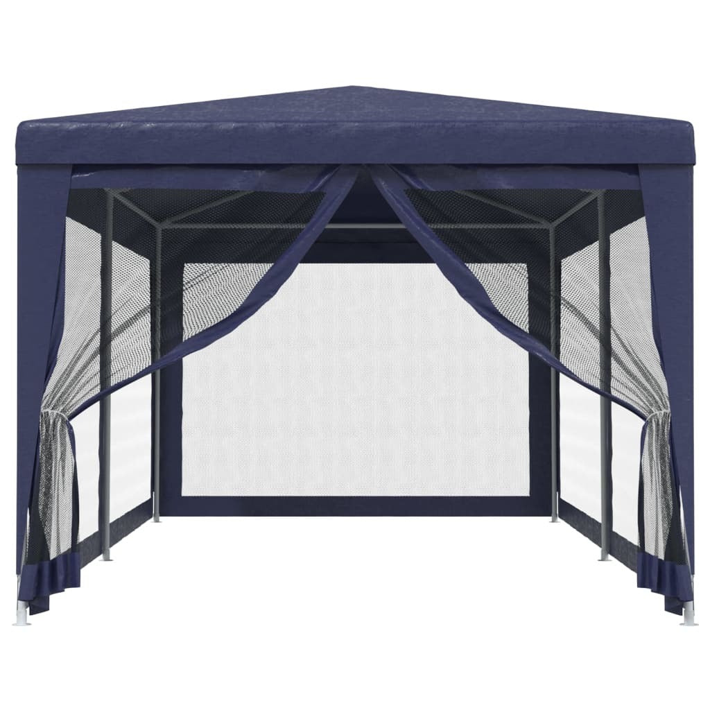 vidaXL Party Tent with 6 Mesh Sidewalls Blue 3x6 m HDPE