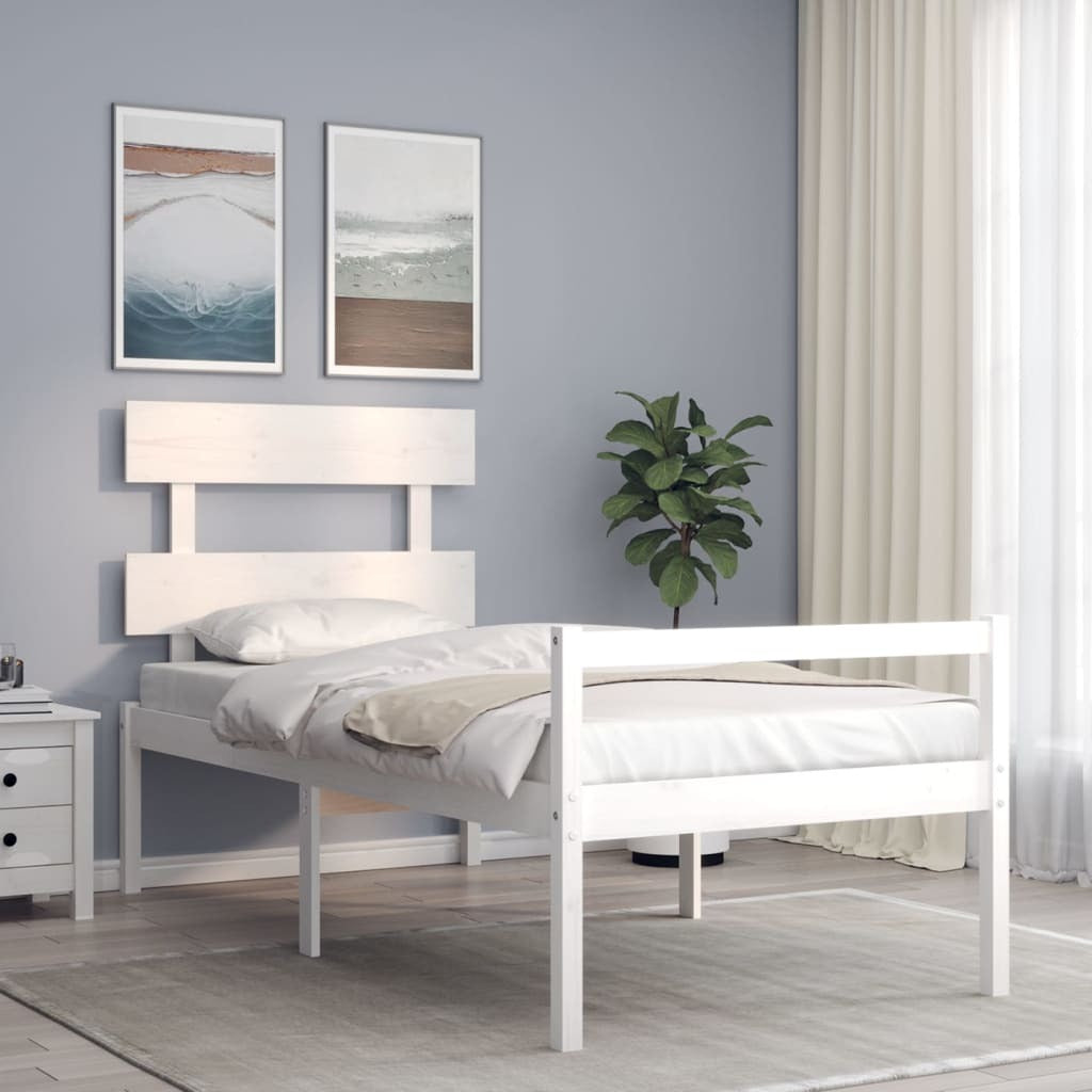 vidaXL Senior Bed without Mattress White 100x200 cm Solid Wood