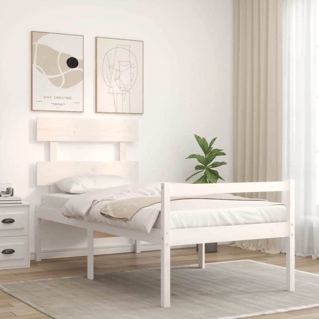 vidaXL Senior Bed without Mattress White 100x200 cm Solid Wood