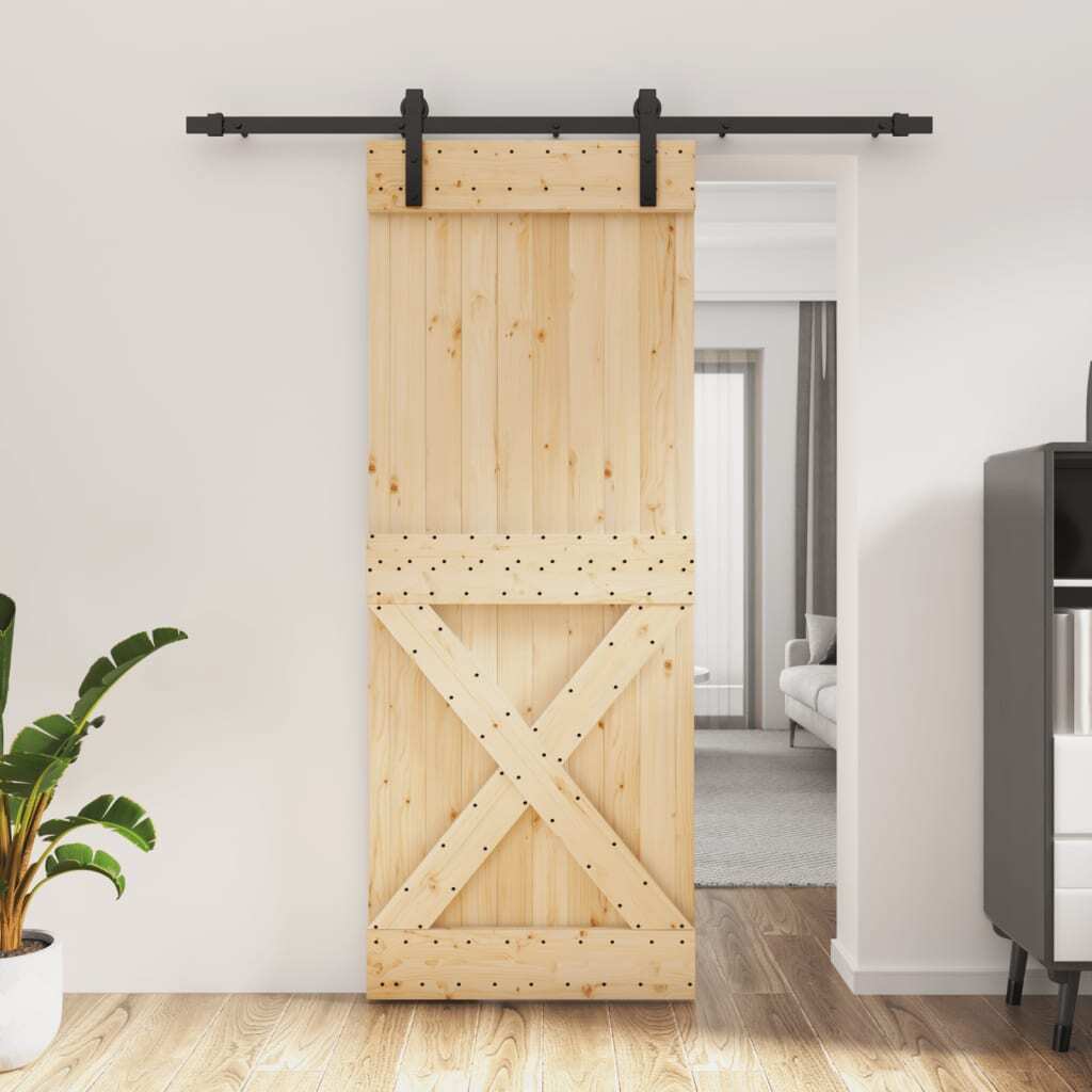 vidaXL Sliding Door with Hardware Set 80x210 cm Solid Wood Pine