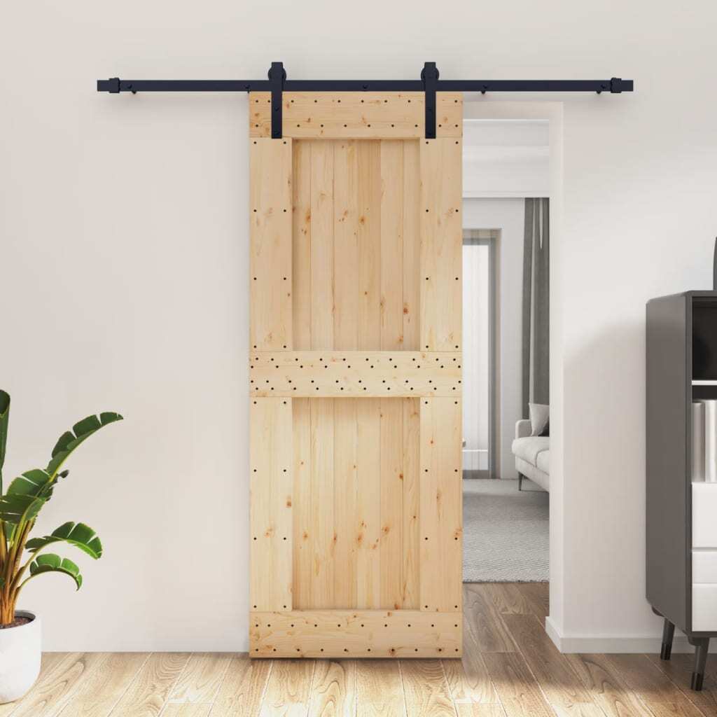 vidaXL Sliding Door with Hardware Set 80x210 cm Solid Wood Pine