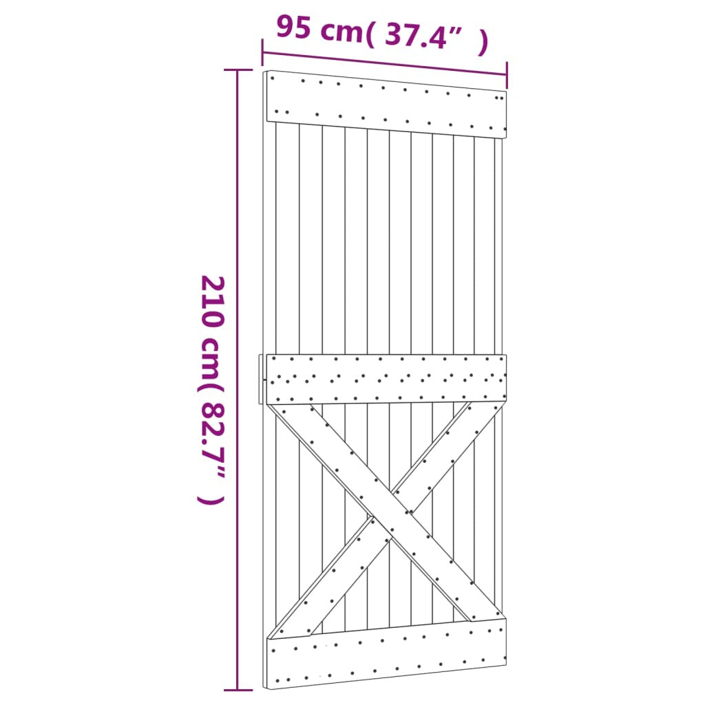 vidaXL Sliding Door with Hardware Set 95x210 cm Solid Wood Pine