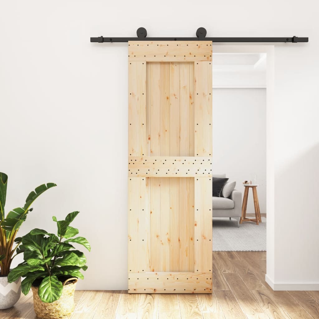 vidaXL Sliding Door with Hardware Set 70x210 cm Solid Wood Pine