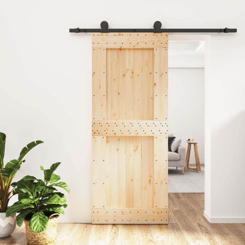 vidaXL Sliding Door with Hardware Set 85x210 cm Solid Wood Pine