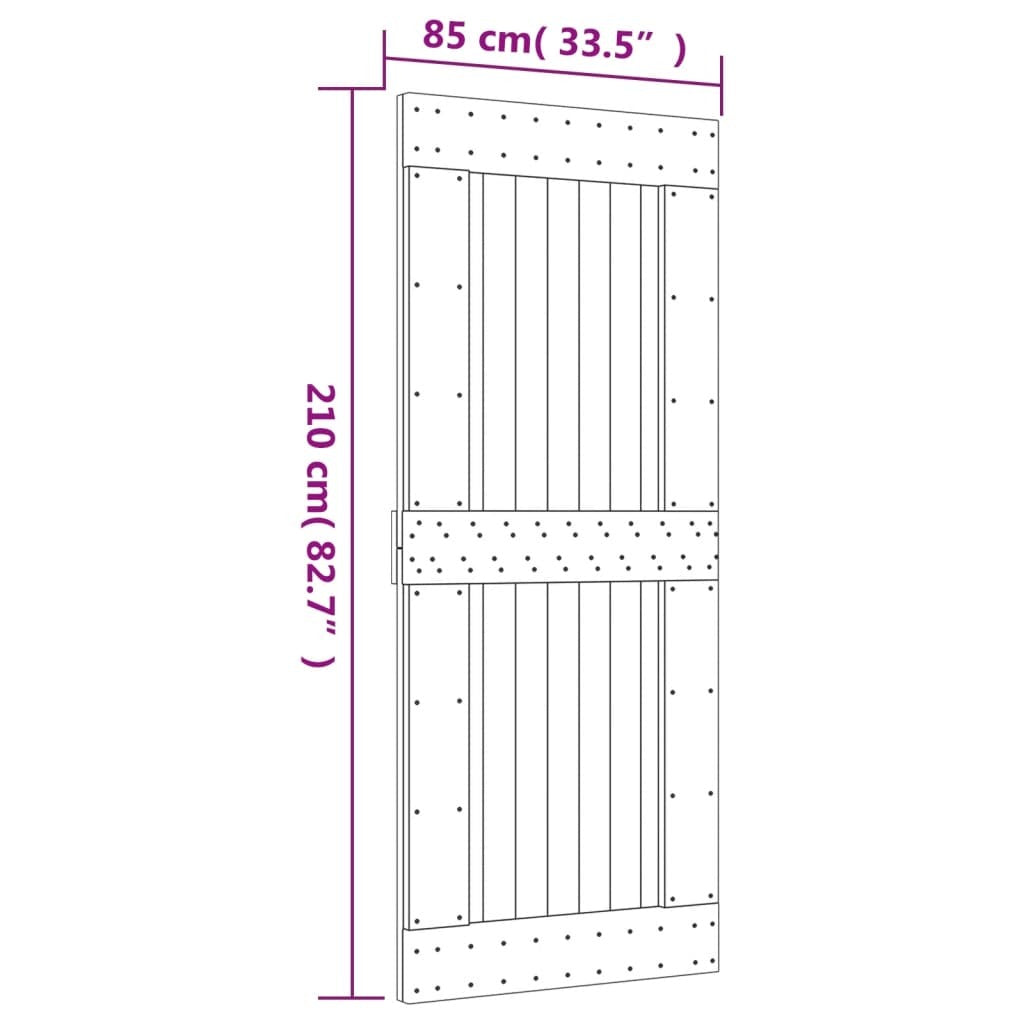 vidaXL Sliding Door with Hardware Set 85x210 cm Solid Wood Pine