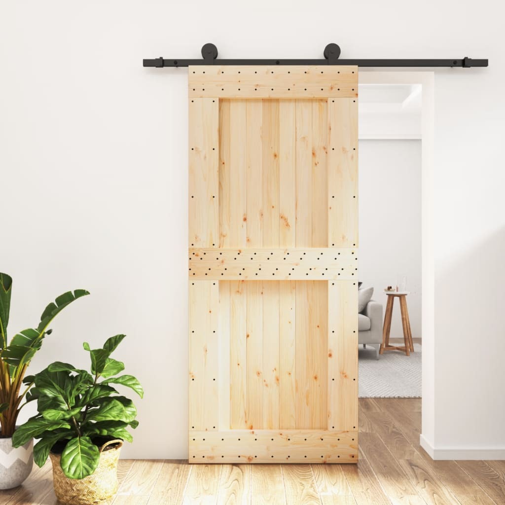 vidaXL Sliding Door with Hardware Set 90x210 cm Solid Wood Pine