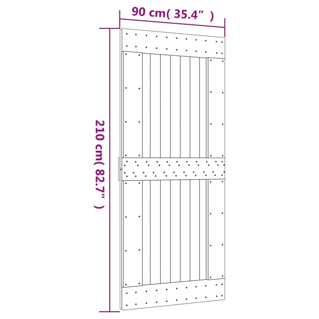 vidaXL Sliding Door with Hardware Set 90x210 cm Solid Wood Pine