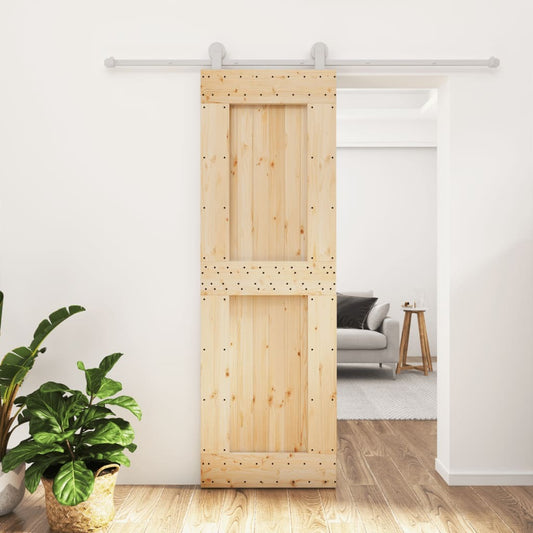 vidaXL Sliding Door with Hardware Set 70x210 cm Solid Wood Pine