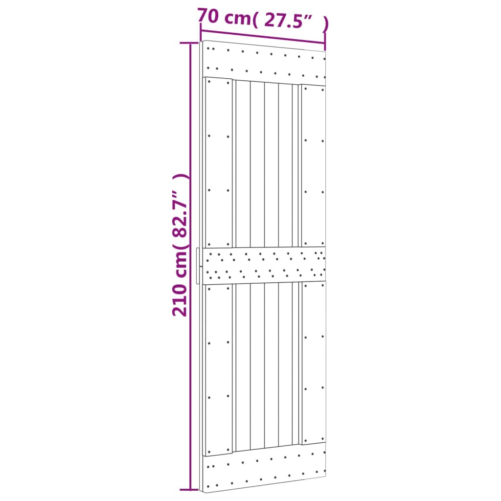 vidaXL Sliding Door with Hardware Set 70x210 cm Solid Wood Pine