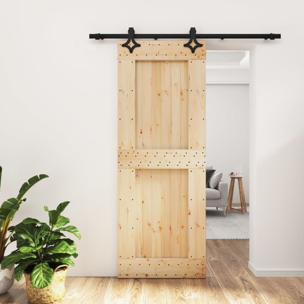 vidaXL Sliding Door with Hardware Set 80x210 cm Solid Wood Pine