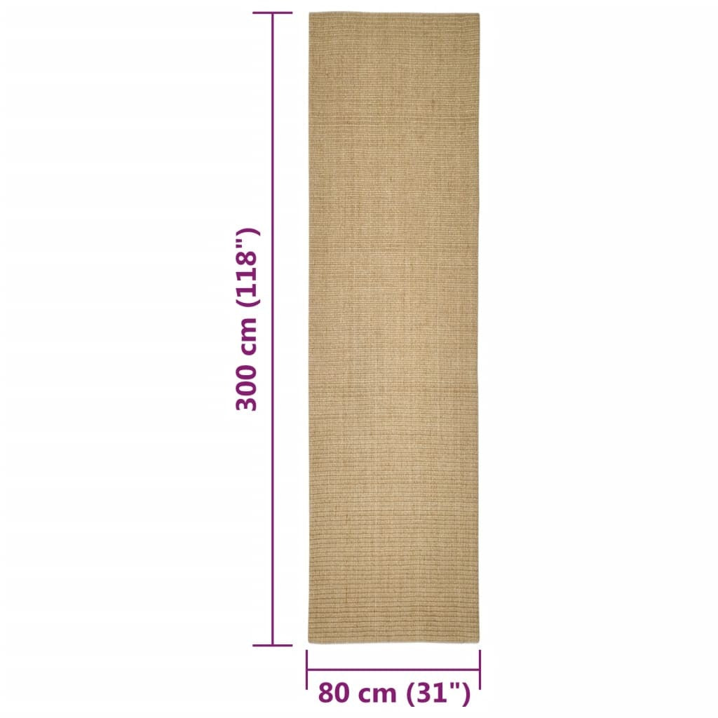 vidaXL Sisal Rug for Scratching Post 80x300 cm