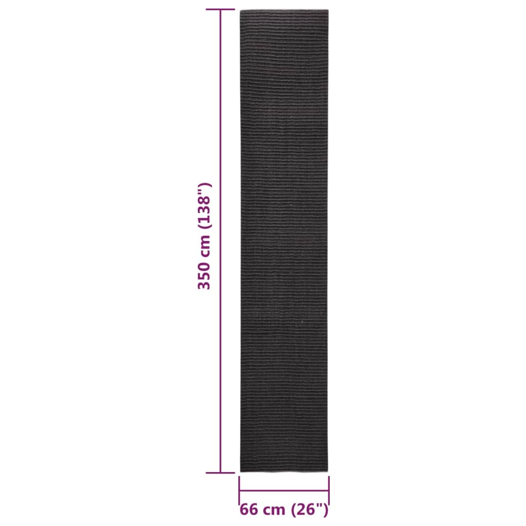 vidaXL Sisal Rug for Scratching Post Black 66x350 cm