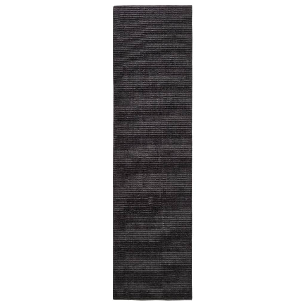 vidaXL Sisal Rug for Scratching Post Black 80x300 cm