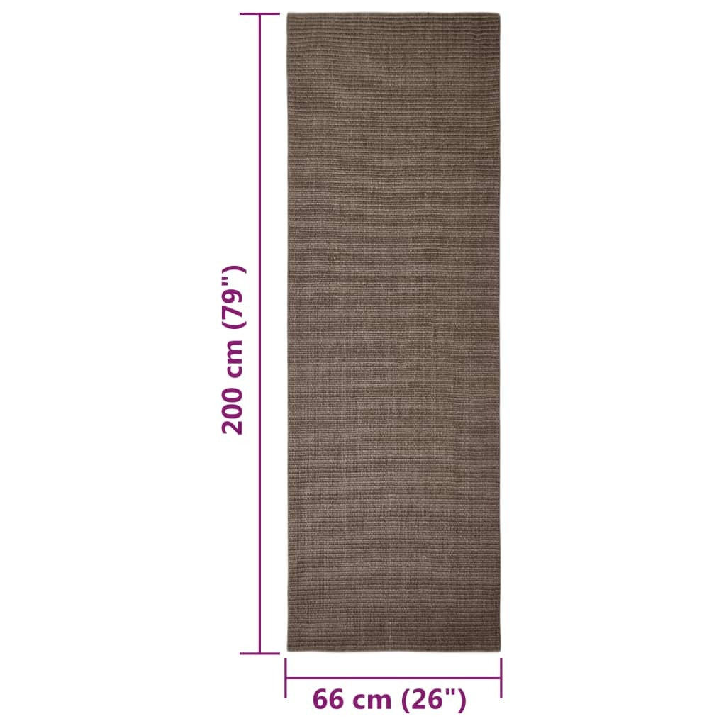 vidaXL Sisal Rug for Scratching Post Brown 66x200 cm