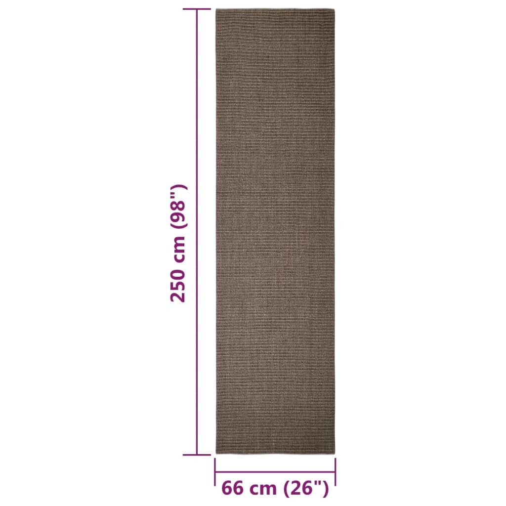 vidaXL Sisal Rug for Scratching Post Brown 66x250 cm