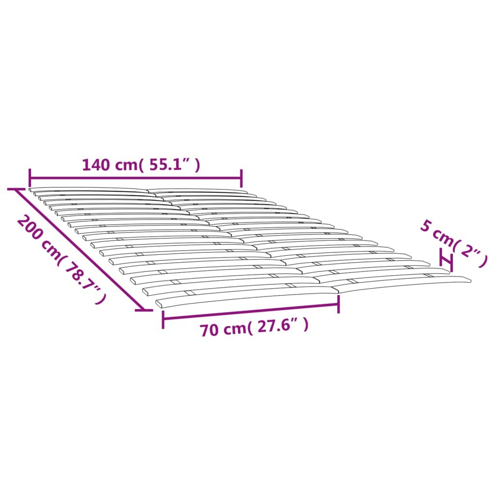 vidaXL Slatted Bed Bases with 34 Slats 2 pcs 70x200 cm