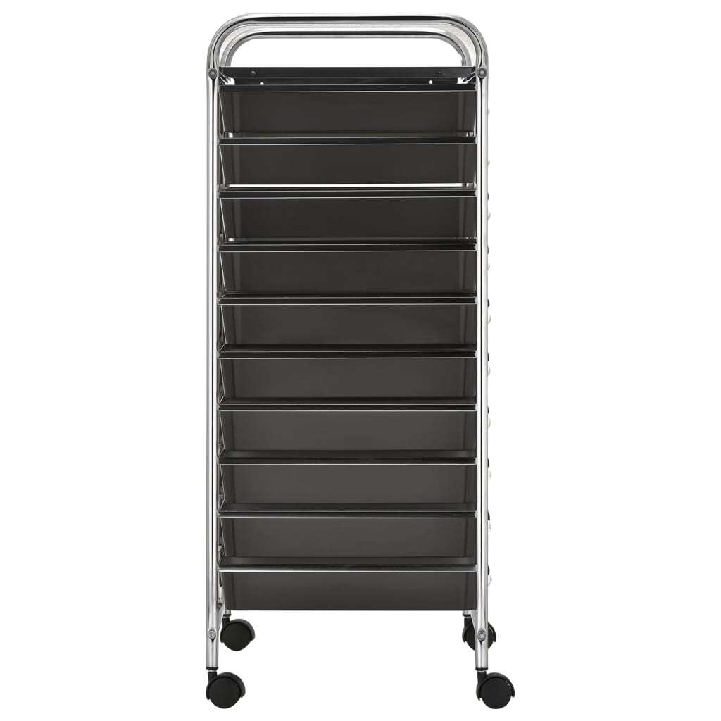 XXL 15-Drawer Mobile Storage Trolley Black Plastic