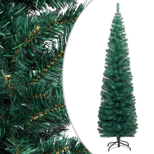 vidaXL Slim Artificial Christmas Tree with Stand Green 210 cm PVC