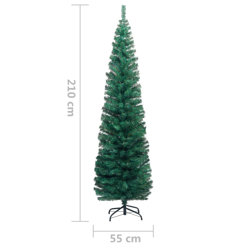 vidaXL Slim Artificial Christmas Tree with Stand Green 210 cm PVC