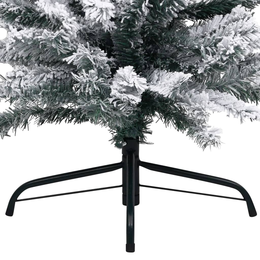 vidaXL Slim Artificial Christmas Tree with Flocked Snow Green 180 cm PVC