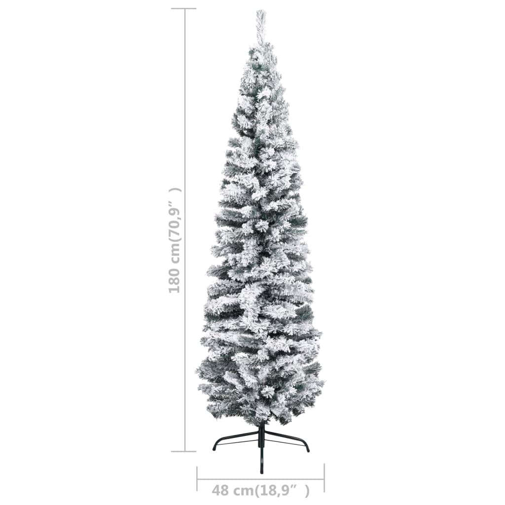 vidaXL Slim Artificial Christmas Tree with Flocked Snow Green 180 cm PVC