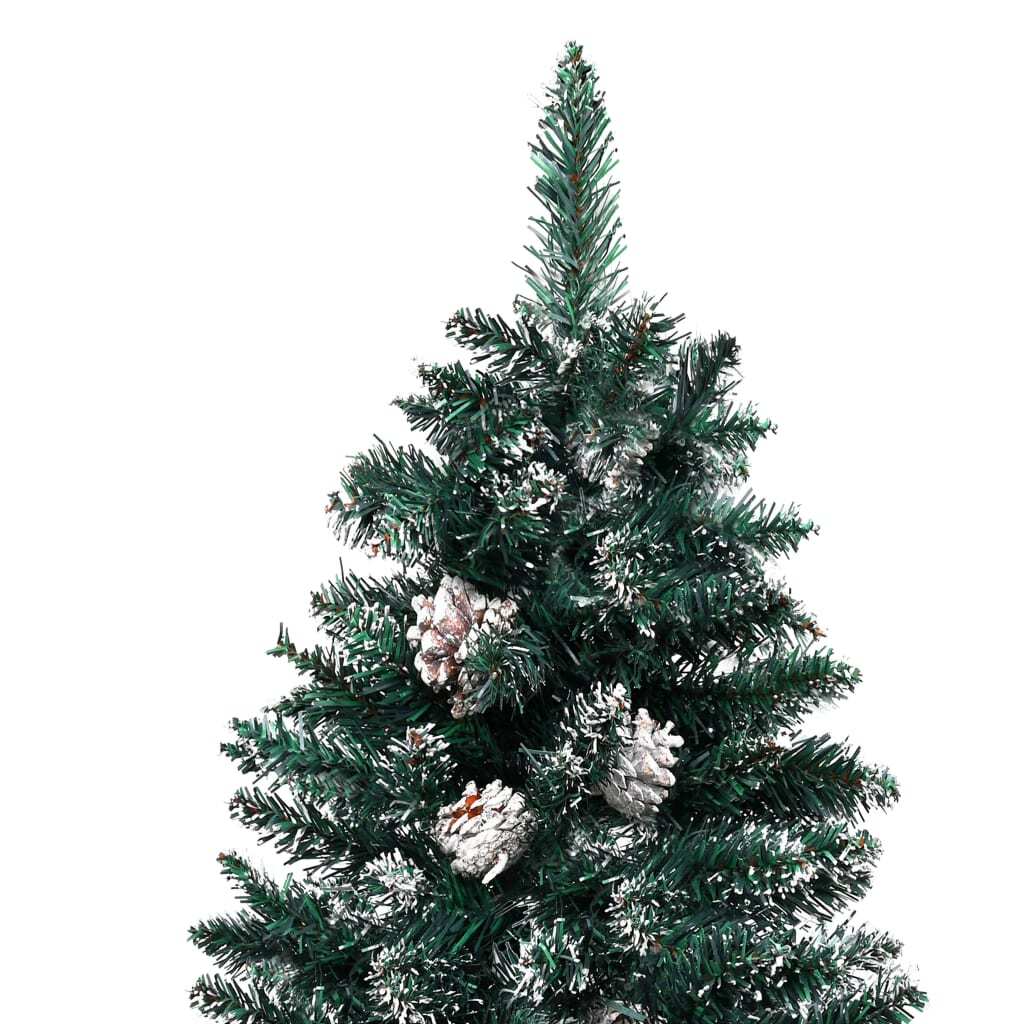 vidaXL Slim Christmas Tree with Real Wood and White Snow Green 150 cm