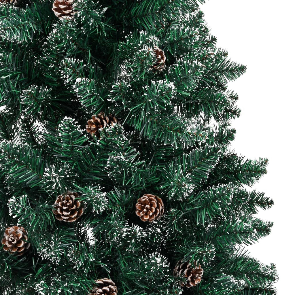 vidaXL Slim Christmas Tree with Real Wood and White Snow Green 150 cm