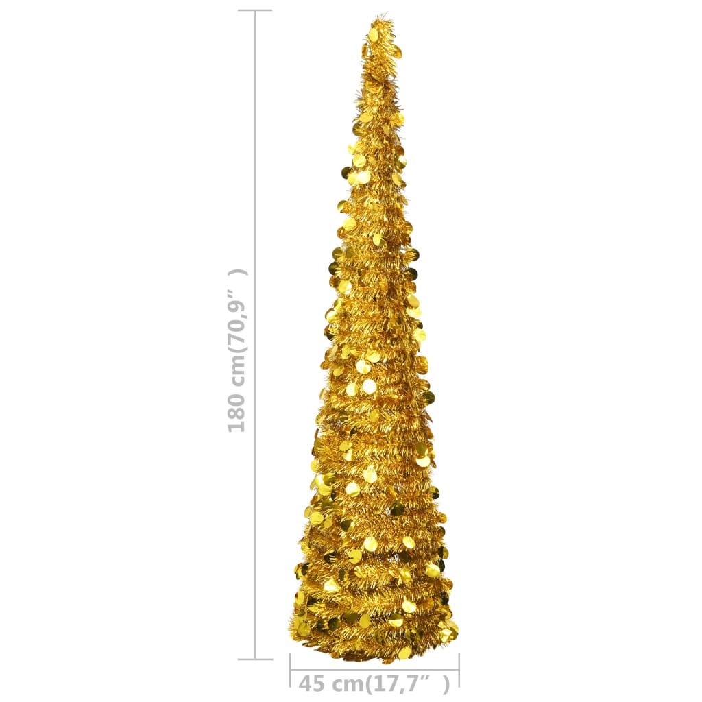 vidaXL Pop-up Artificial Christmas Tree Gold 180 cm PET