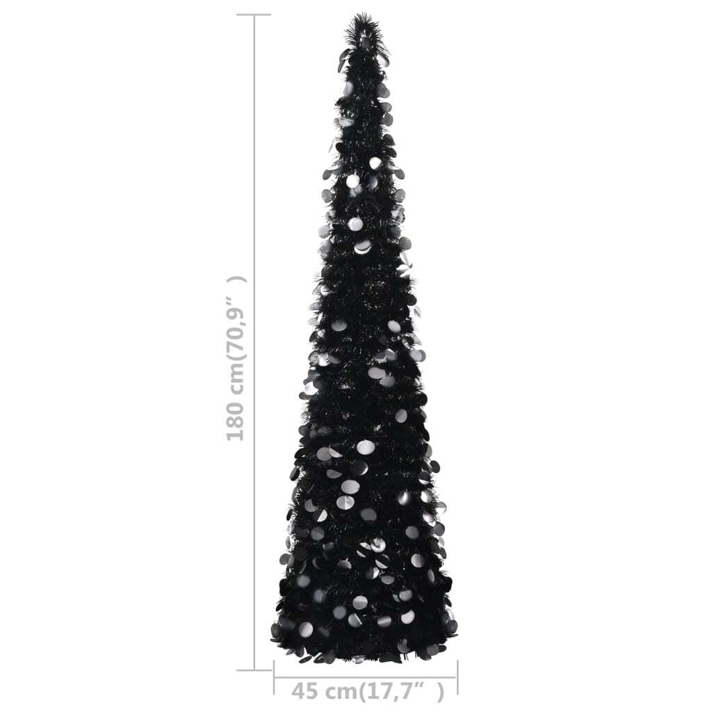 vidaXL Pop-up Artificial Christmas Tree Black 180 cm PET