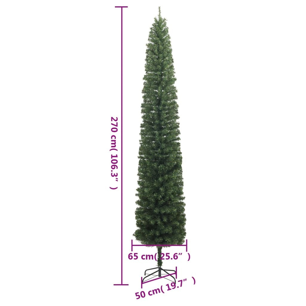 vidaXL Slim Christmas Tree 300 LEDs 270 cm