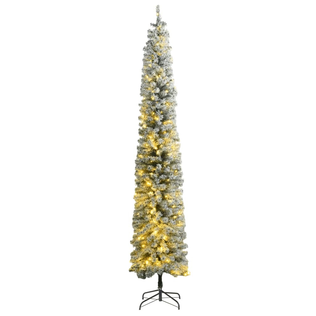 vidaXL Slim Christmas Tree 300 LEDs & Flocked Snow 270 cm