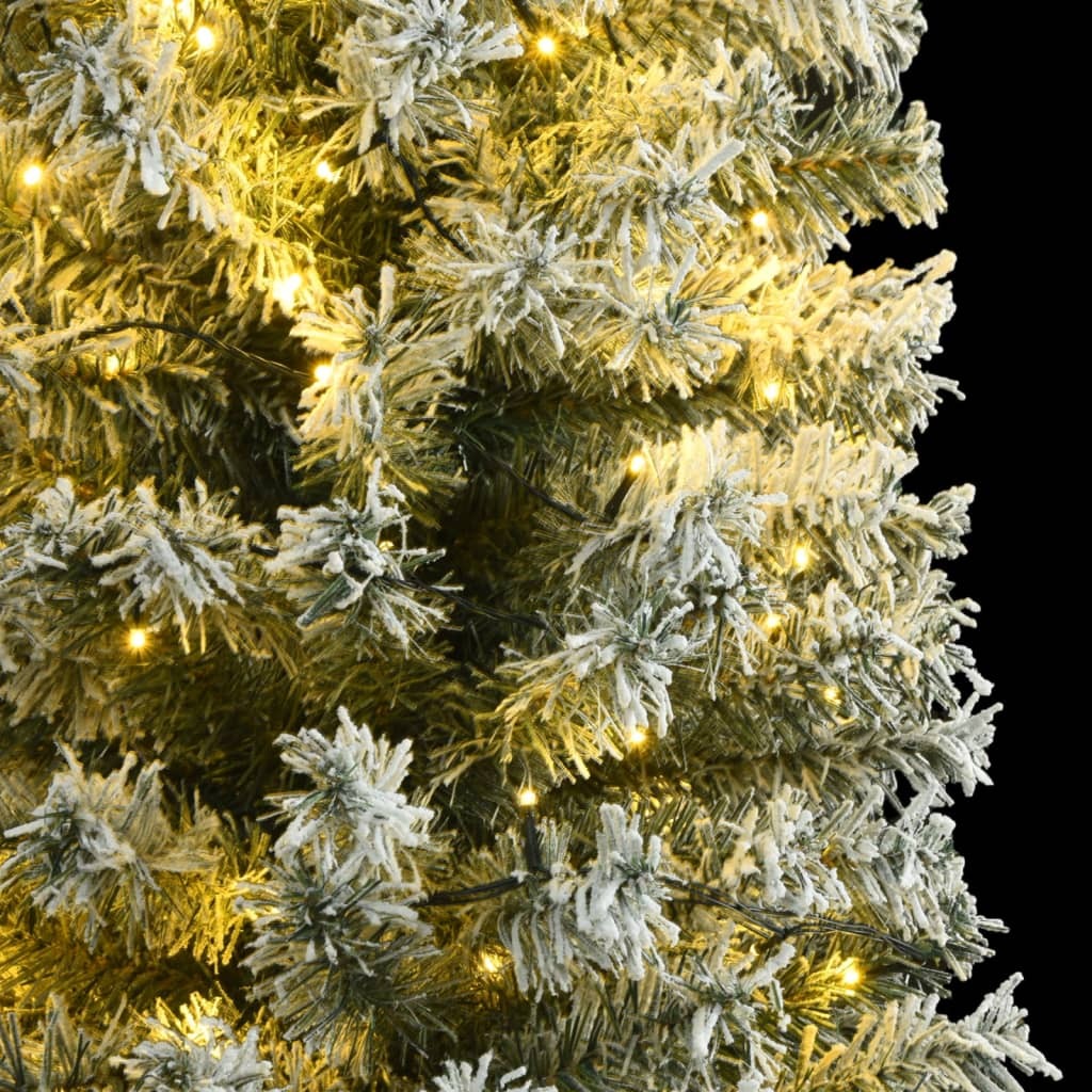 vidaXL Slim Christmas Tree 300 LEDs & Flocked Snow 270 cm