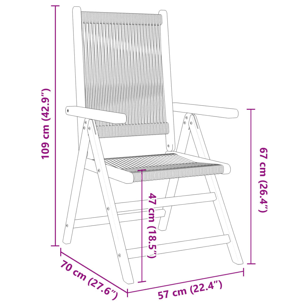 vidaXL Reclining Garden Chairs 4 pcs Black Solid Wood Acacia