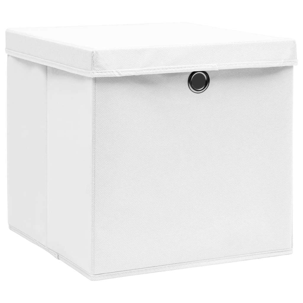 vidaXL Storage Boxes with Covers 10 pcs 28x28x28 cm White